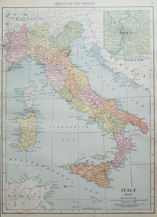 1916 Antique Map Of Italy Rand Mcnally