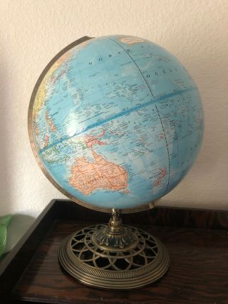 Vintage World Globe On Metal Stand