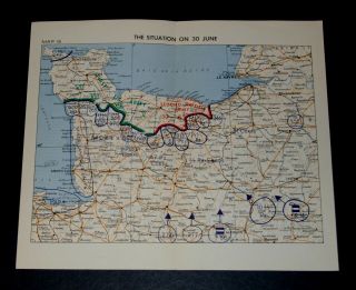 Ww2 D - Day Overlord Invasion Of France,  Map Of The Situation On 30 June 1944