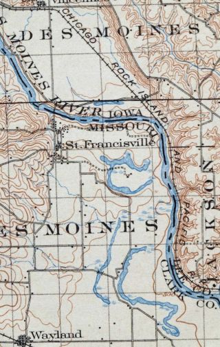 1903 Kahoka Missouri Illinois Canton Vintage 30 - Minute Usgs Topo Map