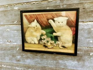 Antique Currier And Ives My Little White Kittens 1800 