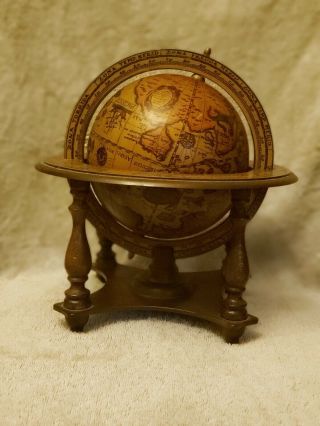 Vintage Olde World Wooden Desk Globe Made In Italy