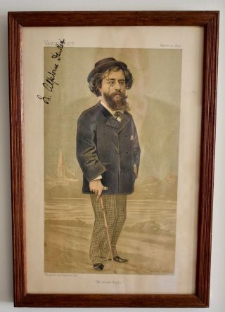 Alphonse Daudet,  Signed,  Framed Vanity Fair Caricature By Guth,  1892