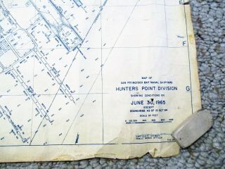 1965 DETAILED MAP of SAN FRANCISCO HUNTERS POINT NAVAL SHIPYARD 2