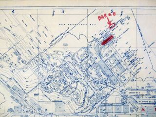 1965 DETAILED MAP of SAN FRANCISCO HUNTERS POINT NAVAL SHIPYARD 5