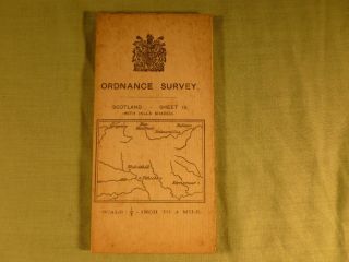 Antique Ordnance Survey Map Scotland Sheet 19.  1/2 Inch To A Mile On Cloth 1912