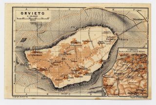 1930 Vintage Map Of Orvieto / Umbria / Italy
