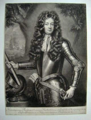 Etching Of Thomas Herbert,  Earl Of Pembroke By John Smith After Willem Wissing