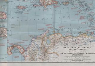 Large Ng.  Map.  1939 Mexico Central America - The West Indies (zt.  20)