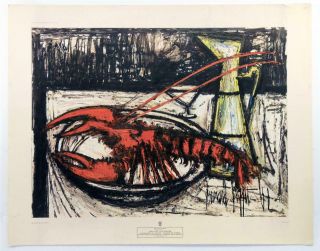 Vintage Bernard Buffet Still Life The Lobster Holland Print 1959 Lithograph Z43