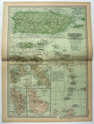 1902 Map Of Porto Rico & The Lesser Antilles By The Century Company