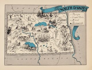 1930s Animated North Dakota State Map Rare Reprint Map Of North Dakota Usbl