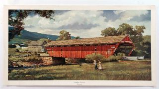 Vintage Eric Sloane Nostalgic Summer Barn Bridge River Farming 1970s Z216