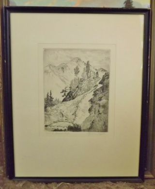 Vintage Lyman Byxbe Trail To Dream Lake Colorado Etching Print Signed