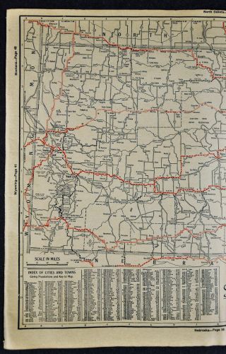 1930 Clason Auto Road Tour Map - South Dakota - Rapid City Deadwood Sioux Falls 2