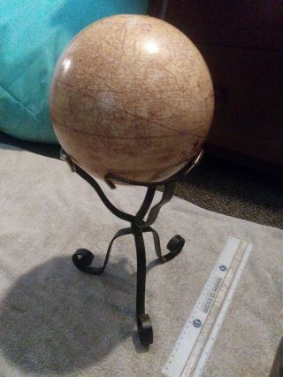 Vintage Italian Old World Globe In Latin Celestial 8” And Metal Stand