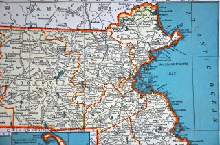 1938 McNally Map Massachusetts & Rhode Island Boston Providence Salem Cape Cod 4