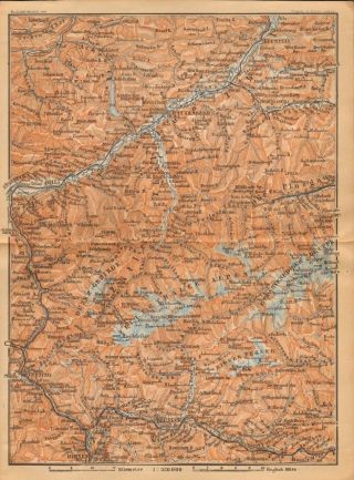 1900 Antique Map - Austria - Rattenberg,  Bruneck,  Brixen,  Rufstein