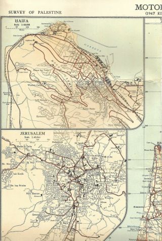 Survey of Palestine Motor Map 1947 bought by Squaddie 1947. 3