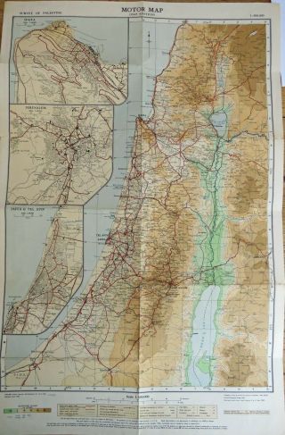 Survey of Palestine Motor Map 1947 bought by Squaddie 1947. 4