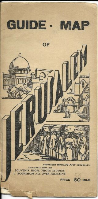 Vintage Guide Map Of Jerusalem 1947 Bought By Squaddie