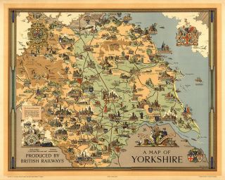A Map Of Yorkshire By British Railways 1949 75cm X 60cm Art Print