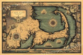 1931 Cape Cod Massachusetts Barnstable County Map - 24x36