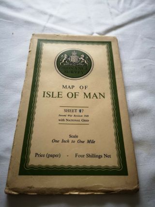 Vintage O/s Map 144 " Isle Of Man " Second War Revision 1940