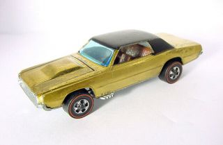 1967 Mattel Hot Wheels Redline Custom T - Bird Gold W Brown Interior Hk