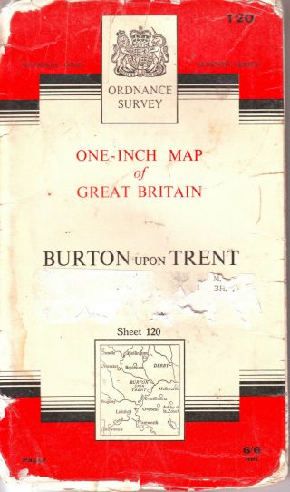 Burton On Trent Ordnance Survey Official Map Price 6/6d Vgc