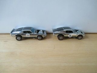 (2) Two 1970 Hot Wheels Club Kit Redline Ford Mustang Boss Hoss Chrome 3