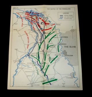 Ww2 D - Day Map Of The Battle Of The Rhineland Jan 1945 Onwards