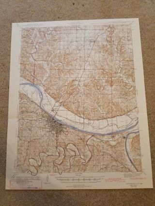 22x29 Vintage 1942 Usgs Topo Map Jefferson City,  Missouri Osage " Missouri River "