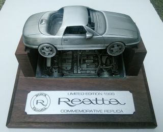 Buick Reatta Pewter Scale Model And Stand,  Limited Edition 1988