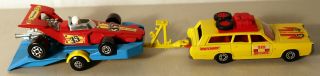 DTE LESNEY MATCHBOX SUPERKINGS SK - 46 RED ROOF RACK YELLOW MERCURY RACE CAR PACK 2