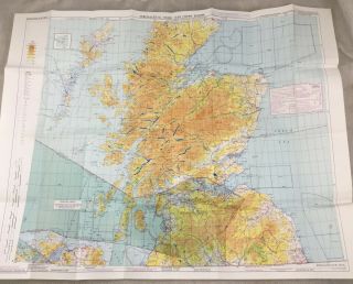 1970 Vintage Military Map Of Scotland Aeronautical Aircraft Flight Chart Raf