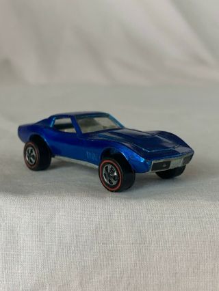 Hot Wheels Redline 1968 Blue Custom Corvette With White Interior