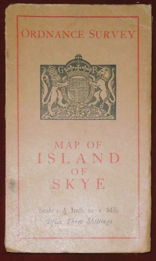 Ordnance Survey 1/2 " :1 Mile Linen Backed Special District Relief Map Of Skye1937
