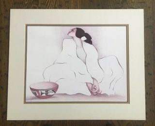 Rc Gorman Signed A/p Offset Lithograph Poster Santa Fe Pueblo Woman,  Faded Color