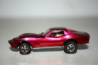 Vtg Mattel Hot Wheels Redlines Red Custom Corvette U.  S.  A.  Diecast Toy Car