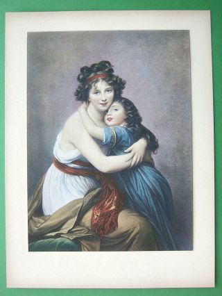 Madame Le Brun Self Portrait & Daughter - Color Antique Print