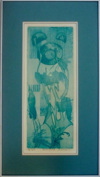Vintage 1971 Signed D.  Williams Artist Proof Abstract Etching