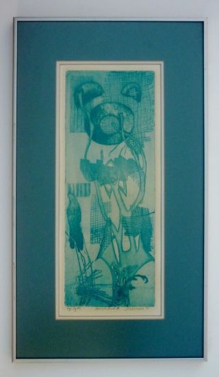 Vintage 1971 Signed D.  WILLIAMS Artist Proof Abstract Etching 2