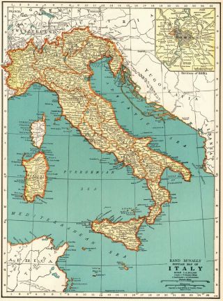 1937 Antique Map Of Italy Vintage Italy Map Gallery Wall Art 6698