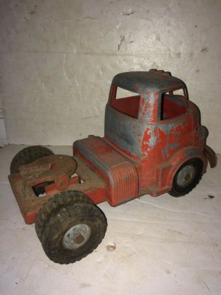 Vintage 1950 ' s Wyandotte Toys Tractor Trailer Cab Pressed Steel,  Dualie Tires 7