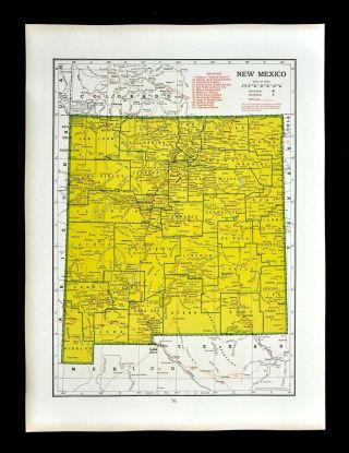 1942 Hammond Railroad Map Mexico Taos Santa Fe Albuquerque Cimarron Rr Nm