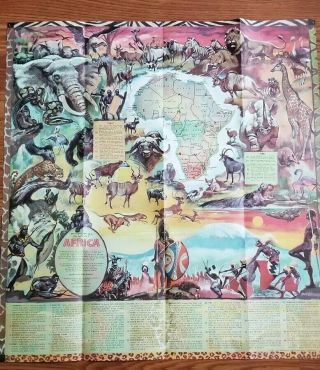 Vintage Pictorial Map Of Africa Rand Mcnally 1957