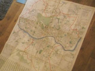 Vintage Huge Map Of Newcastle Gateshead And Gosforth