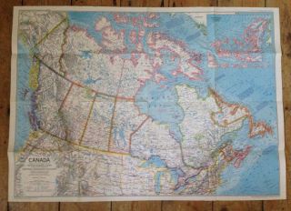 1972 National Geographic Society Large Map - Canada / Ice Age Mammals Alaska