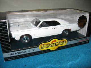 1966 Pontiac Gto White On Black 1:18 Ertl American Muscle Diecast Metal Car